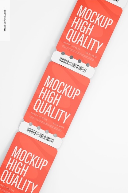 PSD event paper tickets mockup, top view