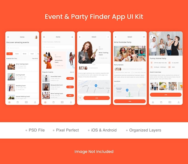 Kit ui per l'app event amp party finder