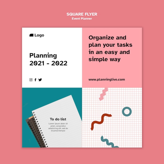 PSD event planner square flyer design template