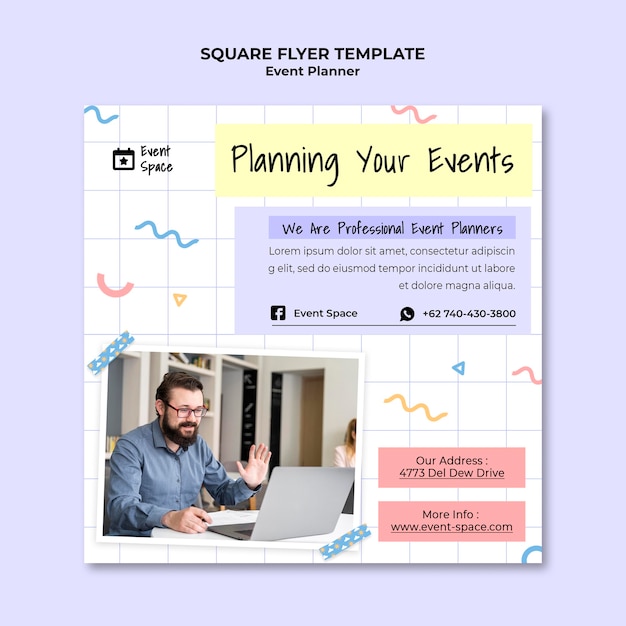 PSD event planner square flyer template