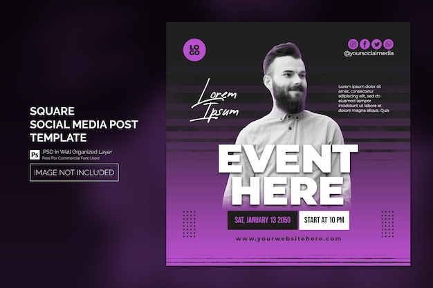 Event social media post or square web banner ads template