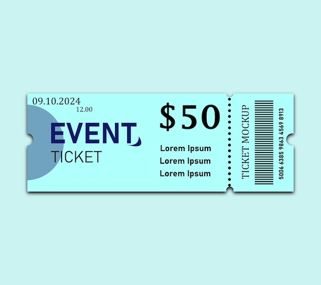 event ticket mockup design psd template