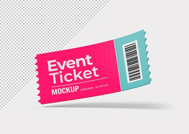 Event ticket mockup isolated from background