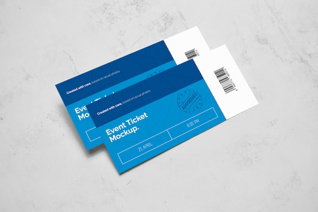 Event ticket tot op de vloer mockup