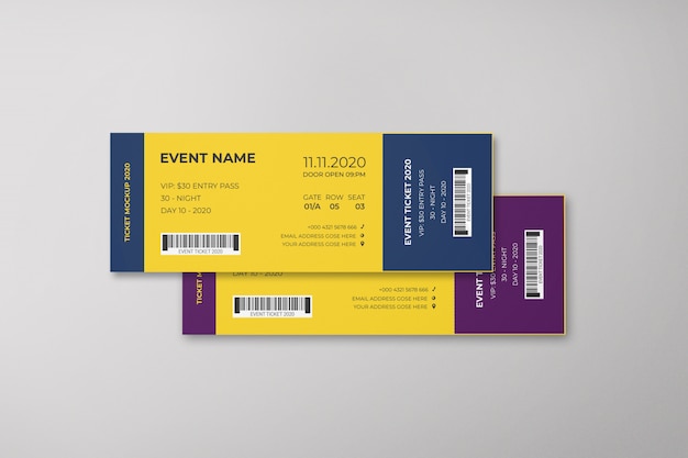 Mockup biglietti per eventi