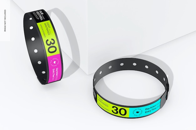 PSD event wristbands mockup perspective