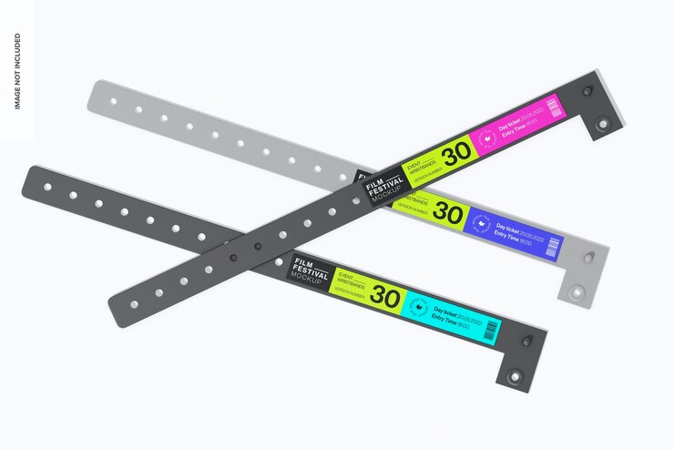 PSD event wristbands mockup top view