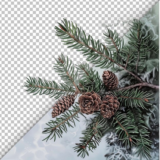 PSD evergreen sprig with transparent background detail