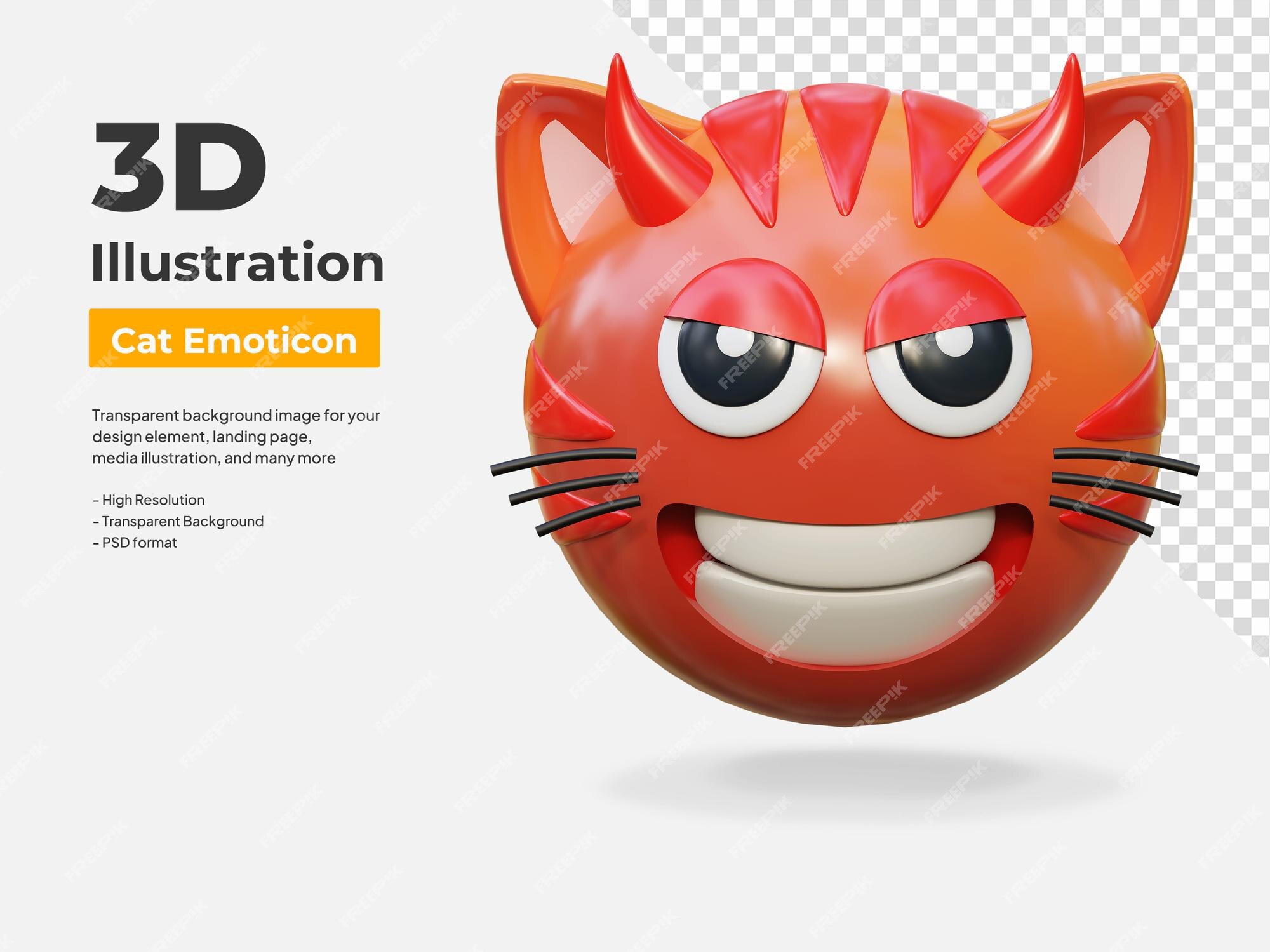 Premium PSD  Angry face expression cat emoticon sticker 3d icon  illustration