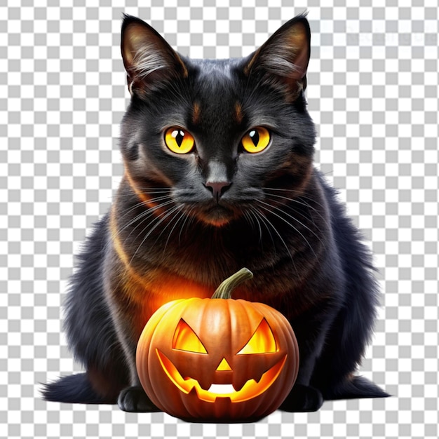 PSD 悪のハロウィーン 透明な背景の黒い猫