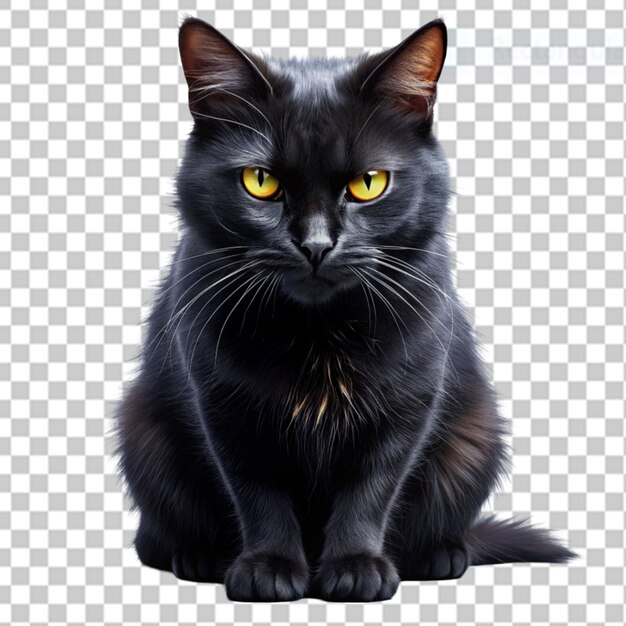 PSD evil halloween black cat on transparent background