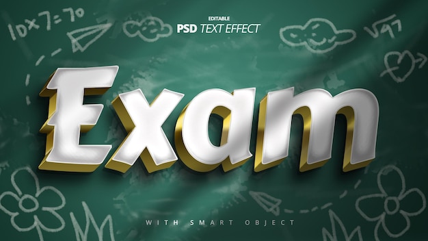 exam 3d school text effect editable template design