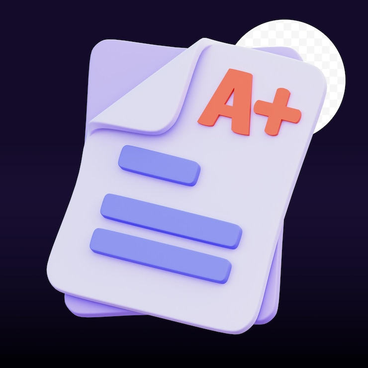 PSD exam result 3d illustration