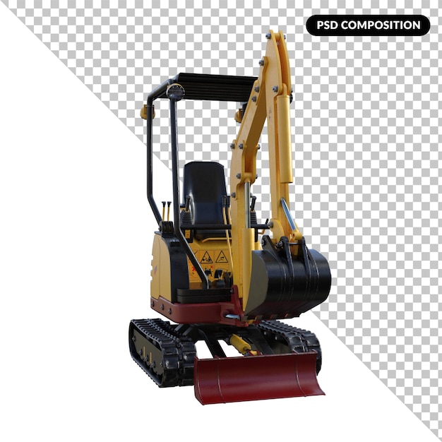 PSD excavator isolated 3d rendering