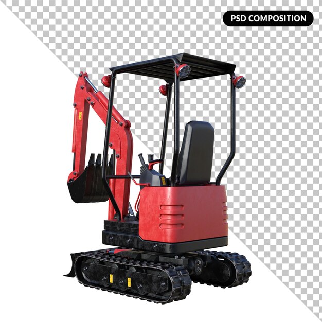 Excavator isolated 3d rendering