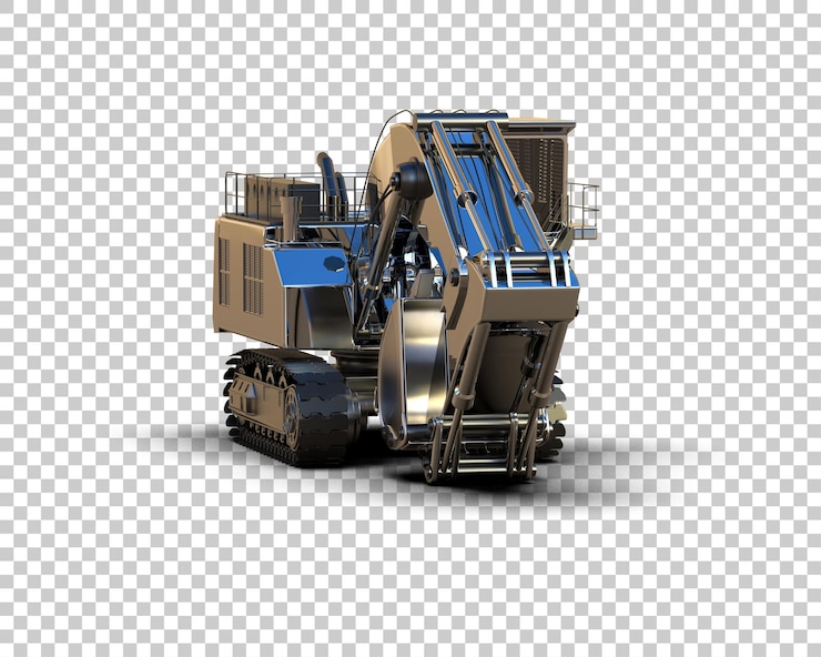 PSD excavator isolated on background 3d rendering illustration