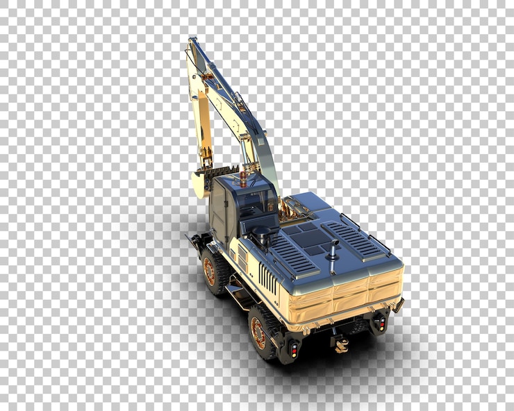 PSD excavator isolated on background 3d rendering illustration