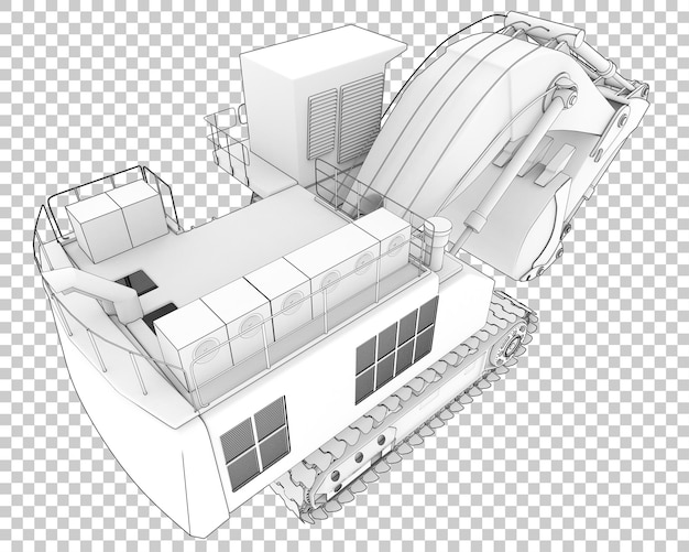 透明な背景の掘削機3dレンダリングイラスト