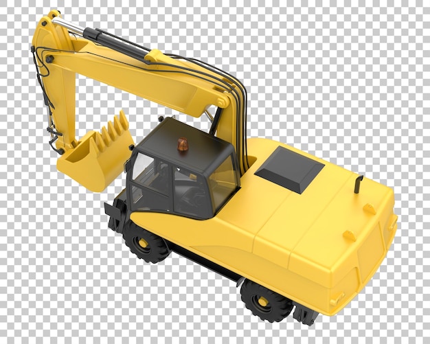 Excavator on transparent background 3d rendering illustration