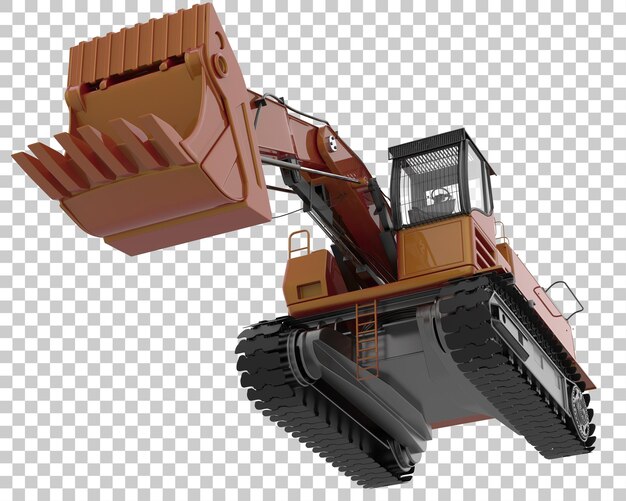 PSD excavator on transparent background 3d rendering illustration