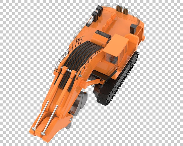 Excavator on transparent background 3d rendering illustration