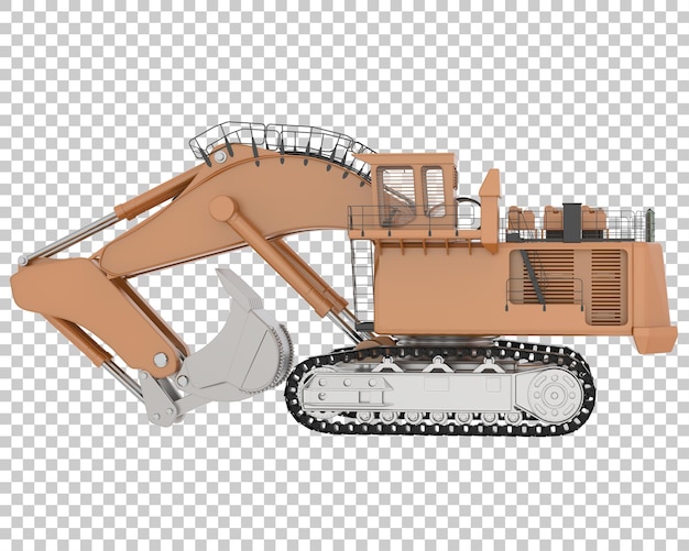 Excavator on transparent background 3d rendering illustration