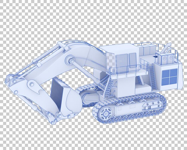 Excavator on transparent background 3d rendering illustration