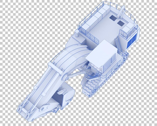 Excavator on transparent background 3d rendering illustration