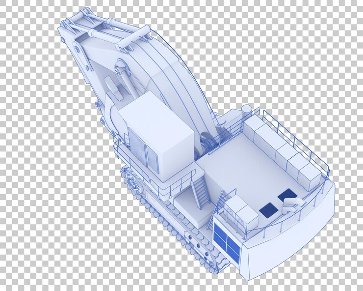 PSD excavator on transparent background 3d rendering illustration