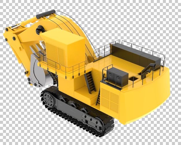 Excavator on transparent background 3d rendering illustration