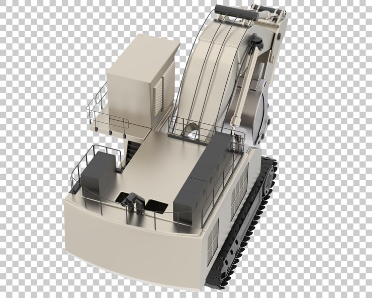 PSD excavator on transparent background 3d rendering illustration