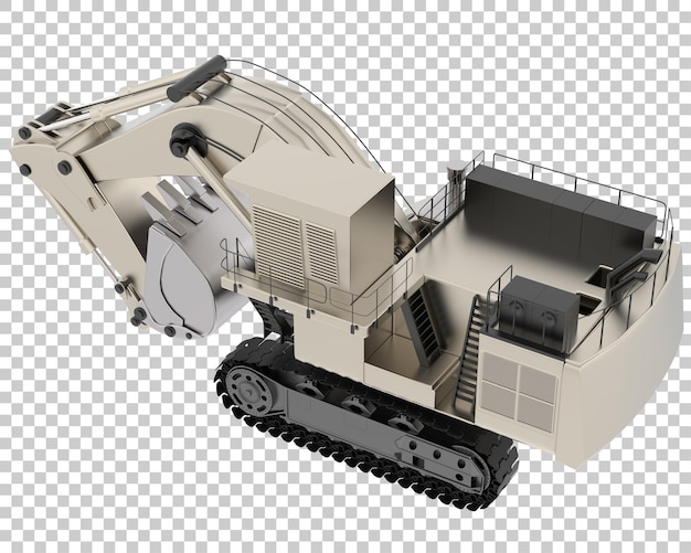 Excavator on transparent background 3d rendering illustration