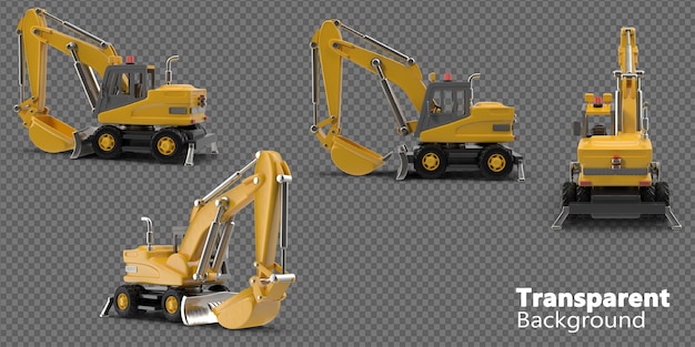 PSD excavator on transparent background