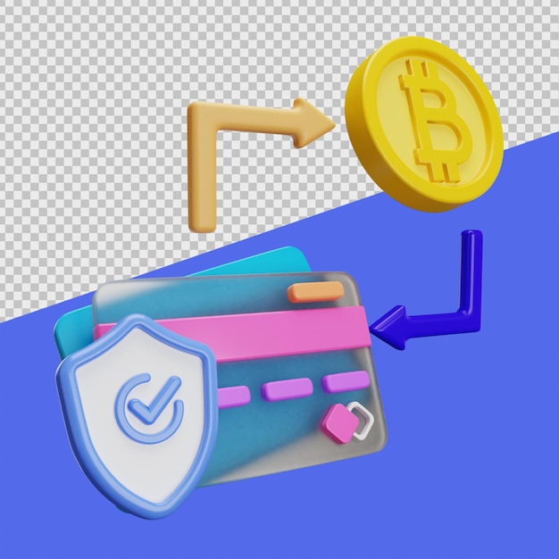 PSD scambia bitcoin in dollaro illustrazioni 3d di bitcoin