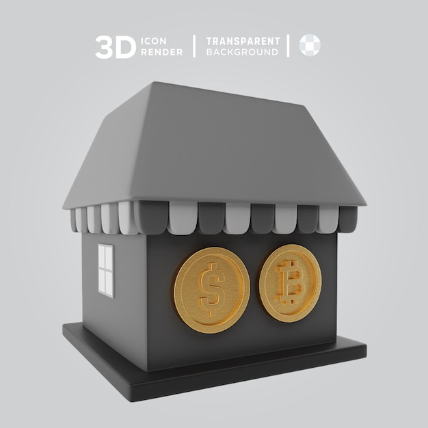 PSD exchange shop bitcoin 3d illustration rendering 3d icon colored isolated