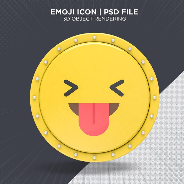 PSD rendering 3d del logo della luce del cerchio dell'icona emoji del viso eccitato