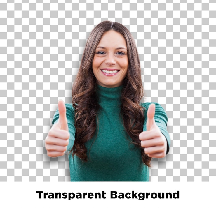 PSD excited young woman cheer up isolated on transparent background
