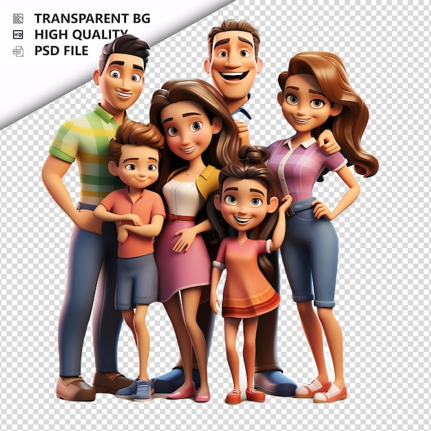 PSD exciting latin family 3d cartoon style white background i
