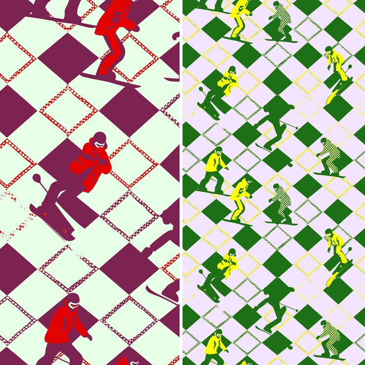 PSD exciting winter snowboarding with slope silhouettes and 3d d illustration vector pattern designs