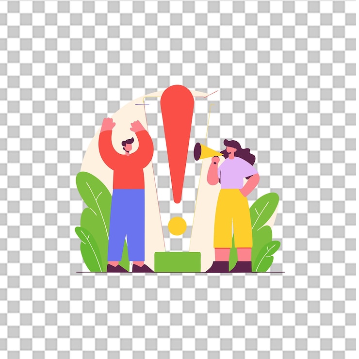 PSD exclamation illustration concept featuring a warning sign alert icon and attention symbol
