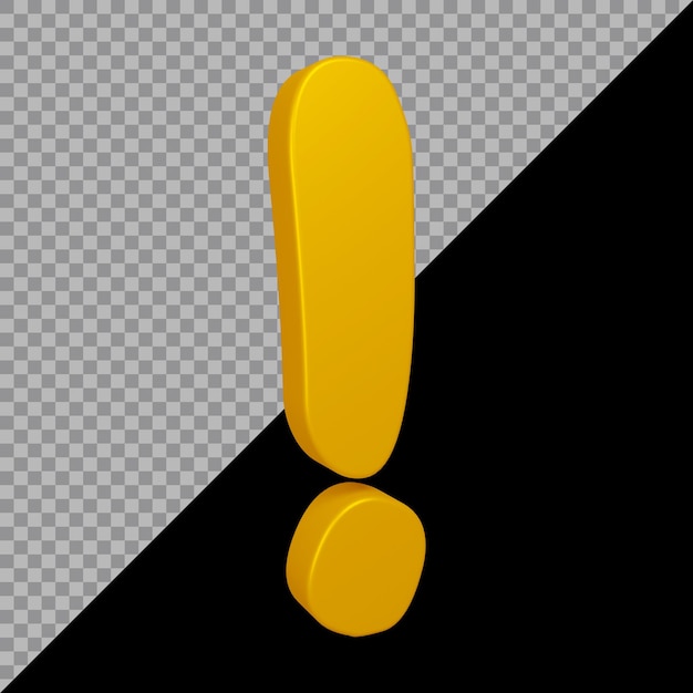 Exclamation mark symbol in 3d render