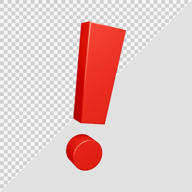 PSD exclamation mark symbol in 3d render