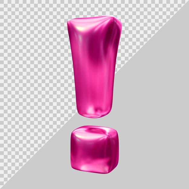 Exclamation mark symbol in 3d render