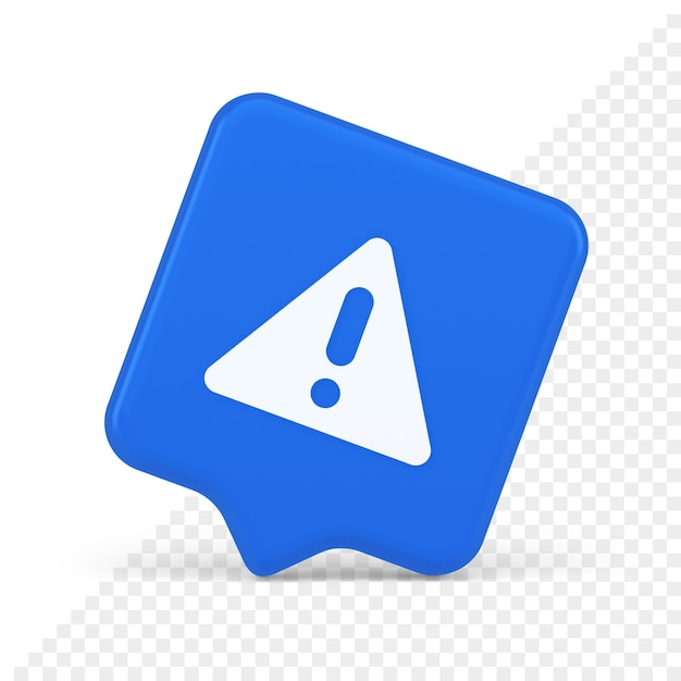 Exclamation point triangle button attention advice mark important information 3d speech bubble icon