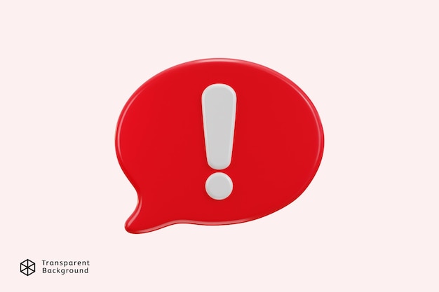 exclamation sign with danger message warning notification icon 3d render