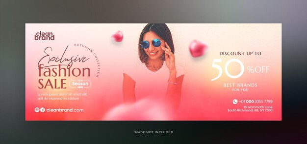 Exclusieve mode verkoop facebook cover social media post of web banner ontwerp sjabloon