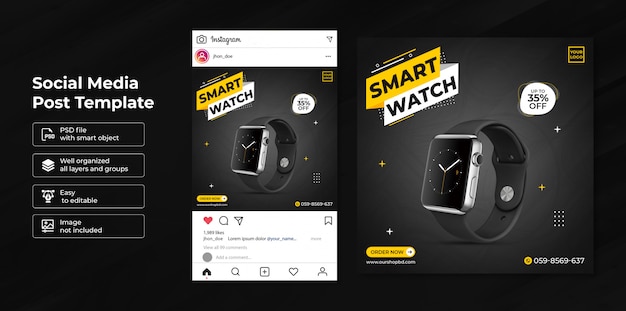 Exclusieve smartwatch-verkoop social media postsjabloon