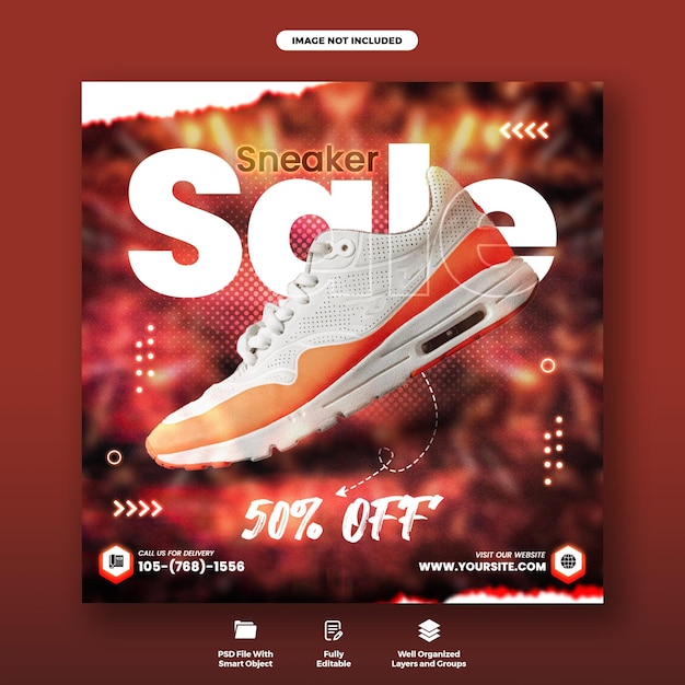 Exclusieve sneaker sale social media post of product sale banner template