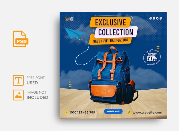 PSD exclusive collection bag sale instagram post template