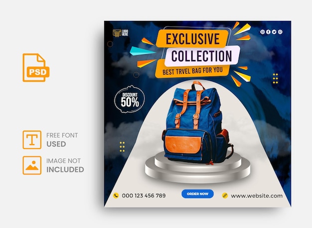 PSD exclusive collection fashion bag sale instagram post template